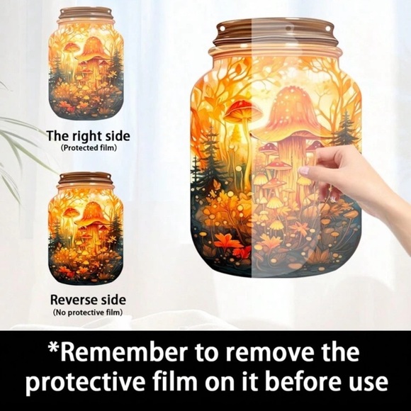 Mushroom Fantasy Painted Acrylic Mason Jar Suncatcher
Hanging Cottage Home Decor - Picture 3 of 10